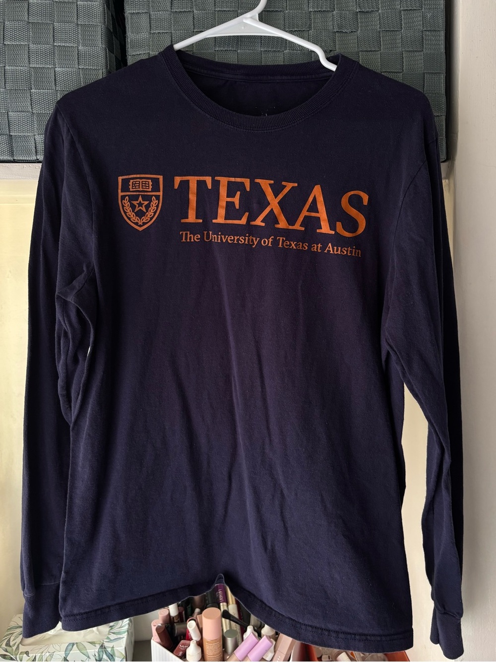 University of Texas Austin Long-Sleeve Tee - Navy with Burnt Orange Logo